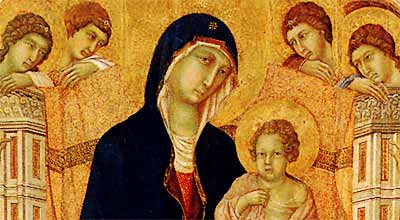 With a new expressiveness, Duccio abandoned the rigid postures of traditional Byzantine painting