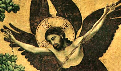 Christ is given a realistic human body and connects emotionally with Francis