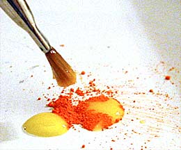 mix pigment with egg yolk